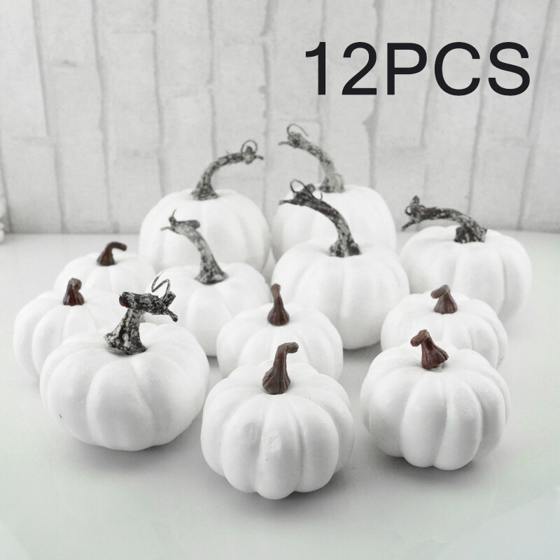 6/12 × halloween vita konstgjorda pumpor skördar hösttacksägelse heminredning: 1