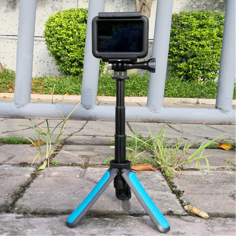 2 in 1 ausziehbarer mini-einbeinstativ-selfie-stick mit rutschfester, tragbarer halterung für outdoor-action-kameras und dji osmo