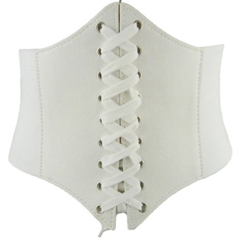 Cinturón de piel sintética suave para mujer, corsé corbata envolvente, cintura ancha: E