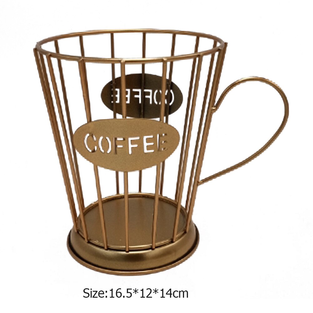 Metal Coffee Capsule Basket Multifunction Hollow Iron Stand Holder Coffee Pods Storage Shelves Rack Home Cafe Hotel Coffeeware: C Gold