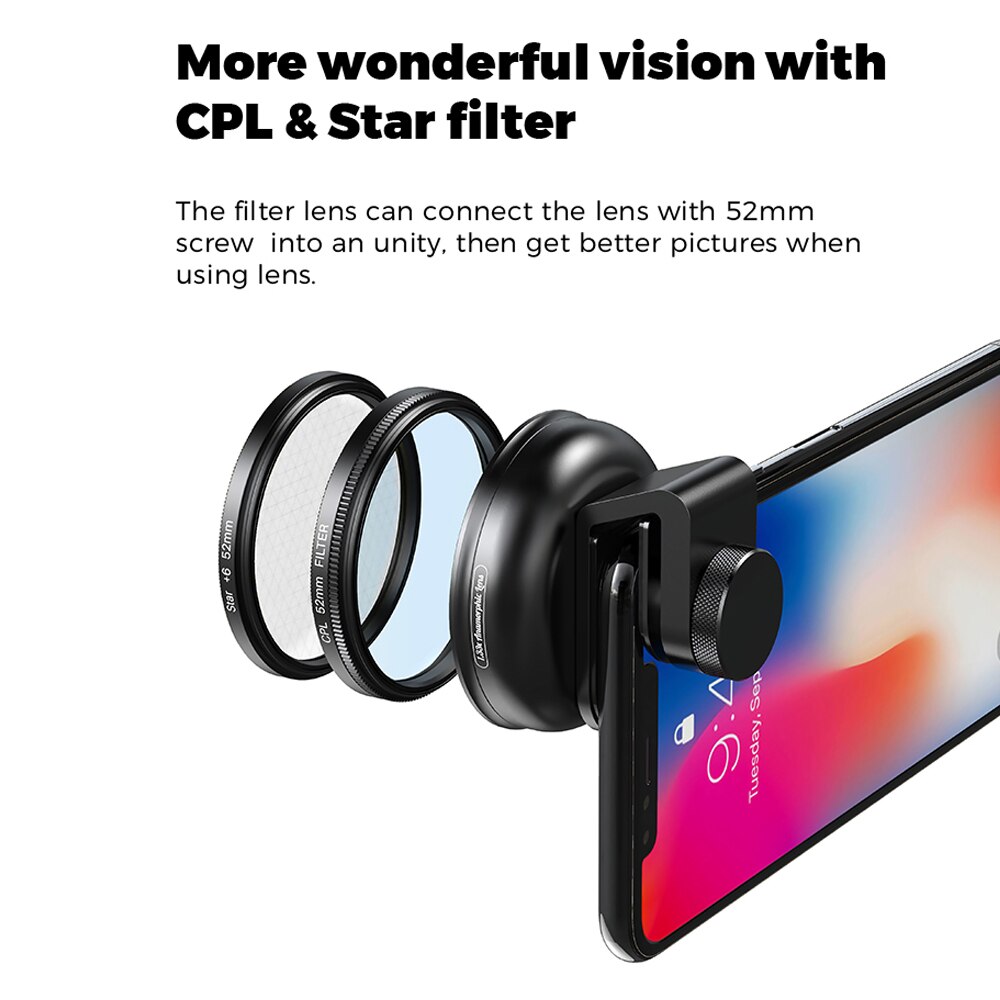 APEXEL professionale 1.33x anamorfico lente HD widescreen moive video Lente Vlog fotocamera cpl lente per Samsung Huawei smartphone