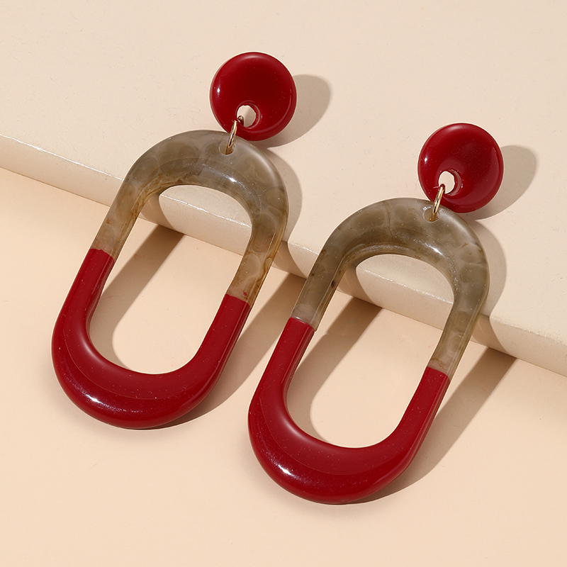 Nueva tendencia, pendientes grandes colgantes para mujer, joyería de , pendientes largos geométricos acrílicos coreanos para mujer, Brincos Retro de verano: Vino tinto