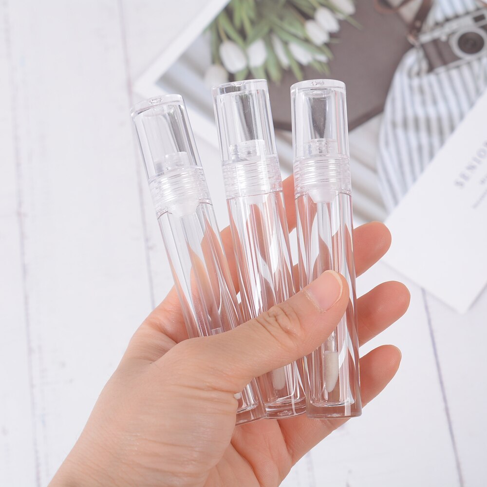 3.5ml runde gennemsigtige tomme lipgloss tube genopfyldelig lip glaze læbepomade flaske med gummiindsatser kosmetisk genopfyldelig flaske