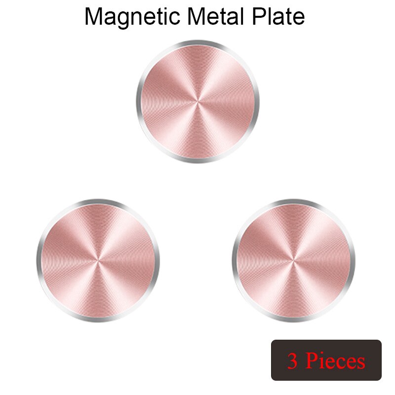 Placa de Metal adhesiva para coche, soporte magnético para teléfono móvil, 1, 2 o 3 unidades: 3 Pieces Rose