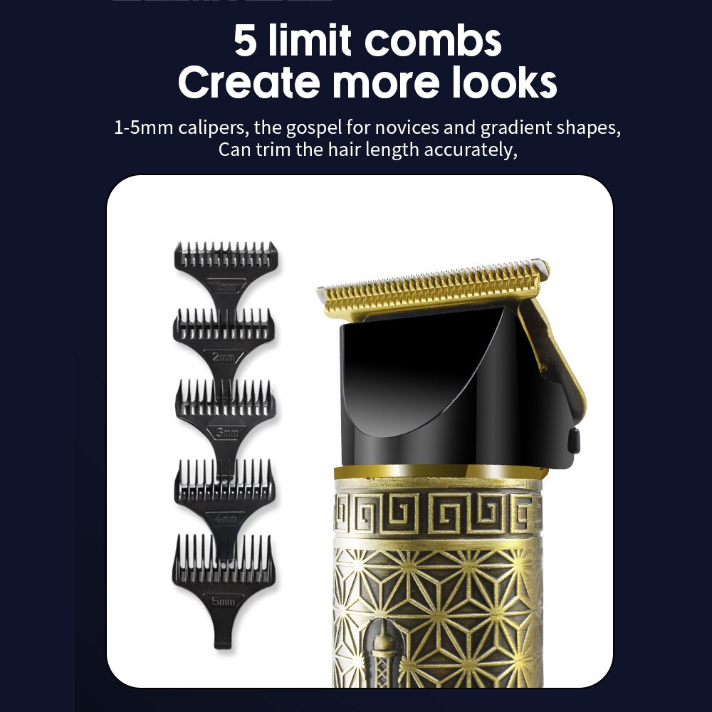 Hair Trimmer USB Rechargeable T-Outliner LCD Hair Clipper Barber Shop Men's Shaver Trimmer Beard Hair Cutting Machine