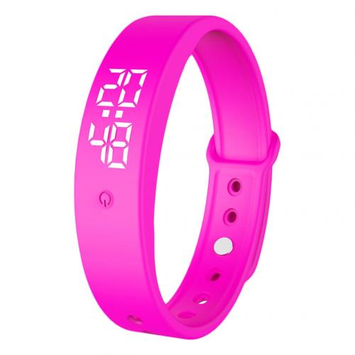 V9 Smart Body Temperature Monitor Thermometer Vibration Alarm Reminder Sports Wristband Smart Bracelet With LED Light Display: Pink