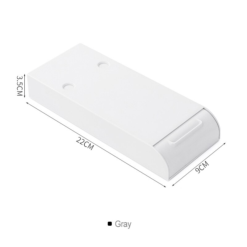 1pcs Paste Plastic Desk Storage Case Self-Adhesive Under Desk Drawer Makeup Organizer Hidden Sticky Sundries Storage Box: White