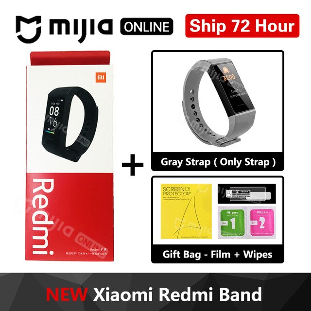 Xiaomi Redmi Band 4 Smart Hartslag Fitness Sport Tracker Bluetooth 5.0 Waterdichte Armband Touch Grote Kleur Screen Polsband: Add Gray Strap