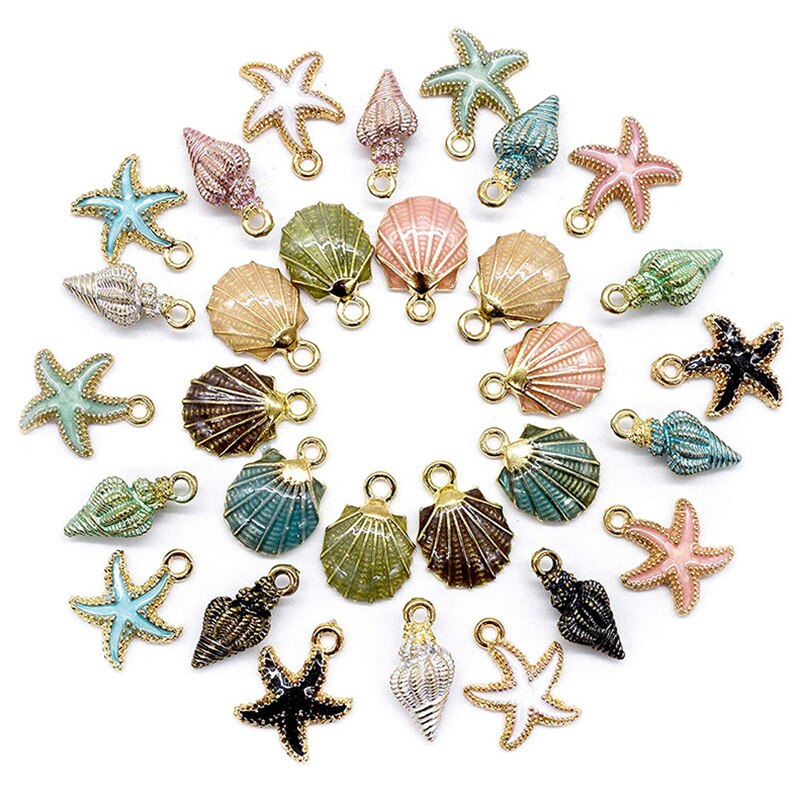15Pcs Seashell Zeester Hanger DIY Craft Sieraden beach Wedding Mermaid baby shower Verjaardagsfeestje tafel middelpunt Decoratie