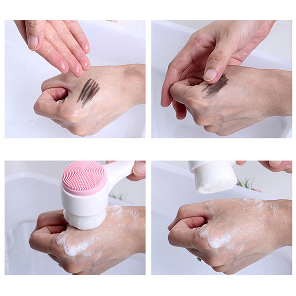 Doppel Seite Silikon Gesichts Poren Pinsel 3D Vibration Massage Haut Wäscher Gesicht Poren Reiniger Mitesser Entfernung