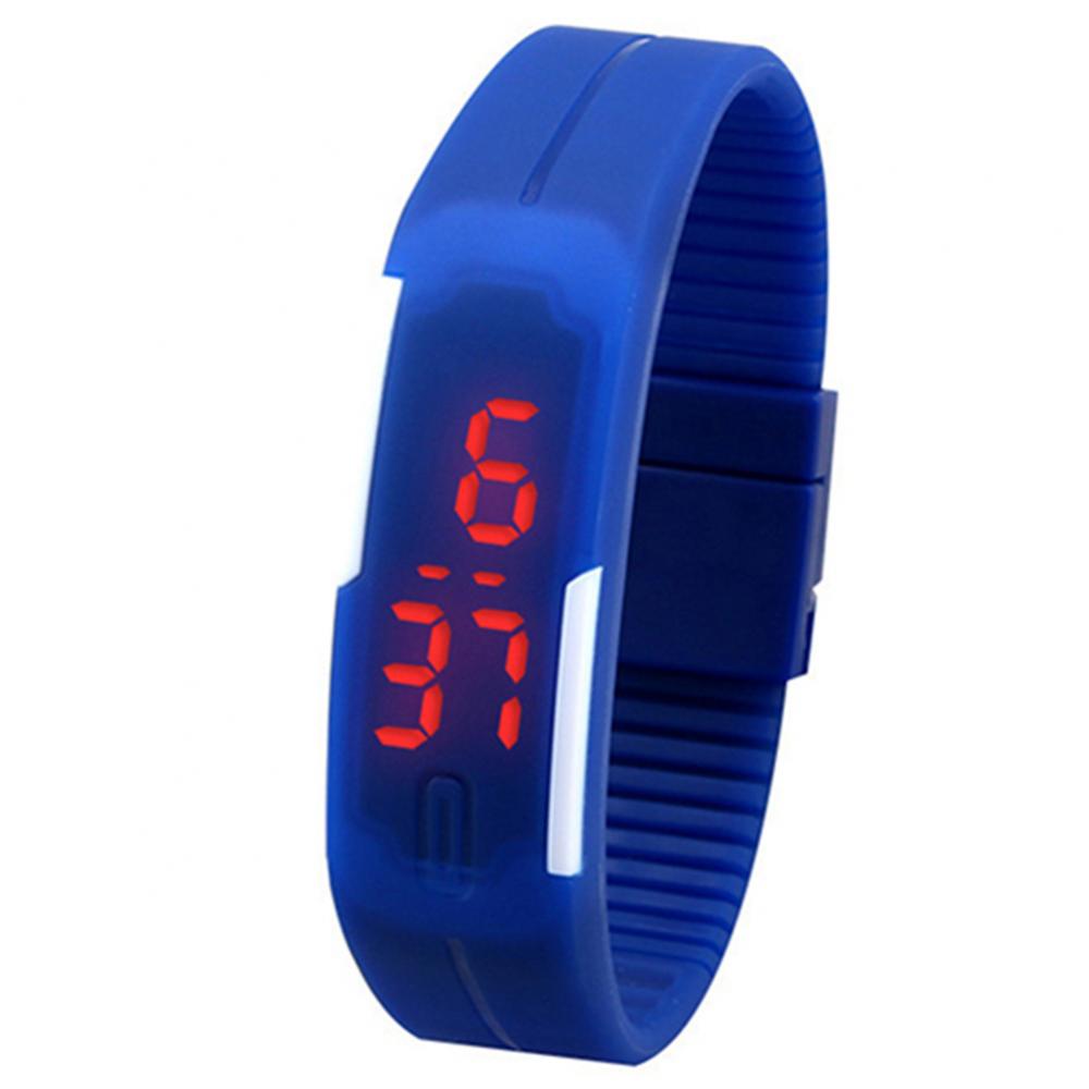 Montre-bracelet numérique en silicone pour hommes et femmes, LED rouge, bracelet de sport, montre-bracelet tactile,: Grey