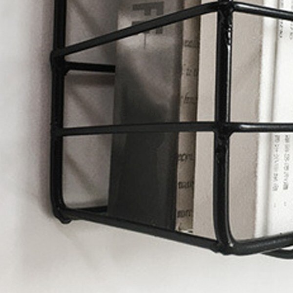 Rustic Country Style Wire Wall Mount Hanging File Folder Display Mail Organizer Document Storage azine Rack Set of 2 (Black)