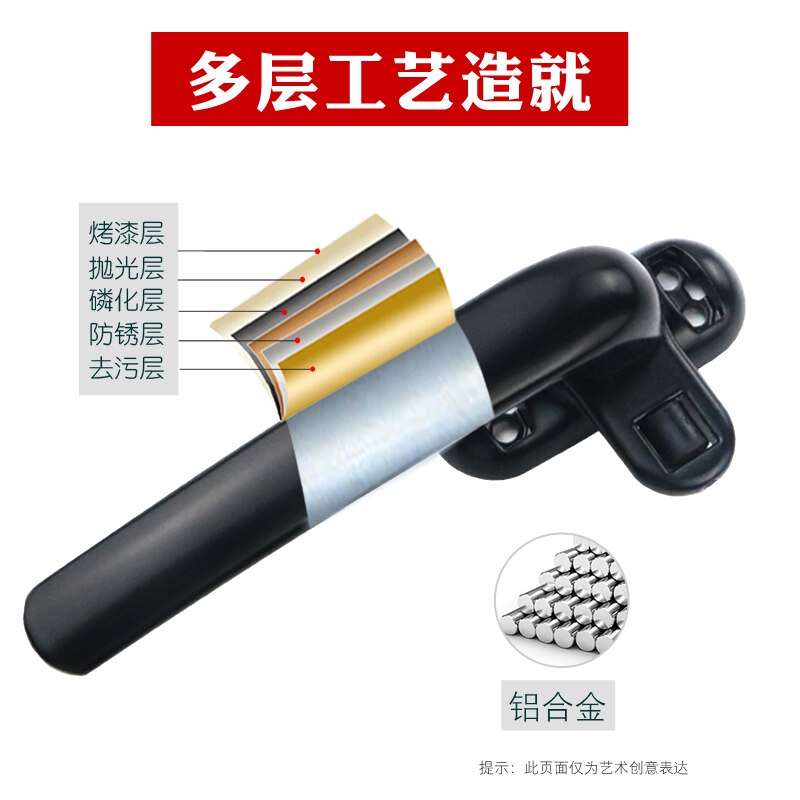 Door and Window Handle Lock Casement Window Lock Wheel Handle Black
