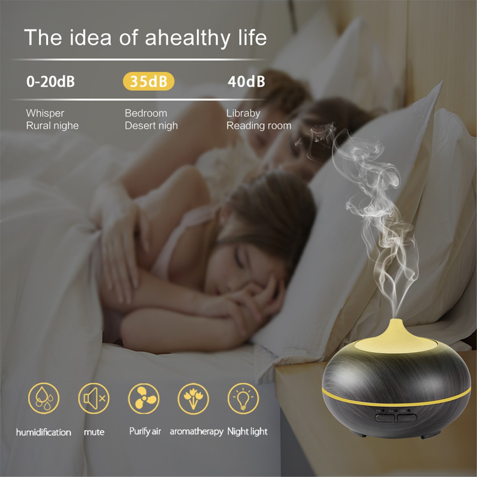 4# 500ml Aroma Essential Oil Diffuser Ultrasonic Air Humidifier With Wood Grain Electric Led Lights Aroma Diffuser For Home
