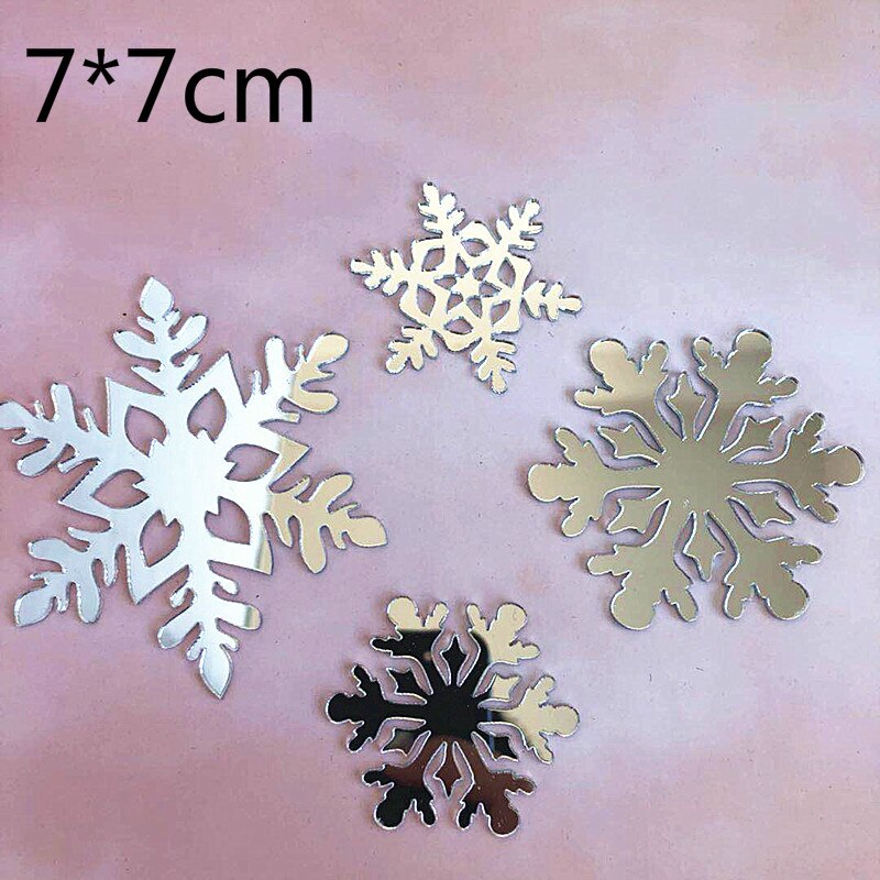 Christmas Winter Snowfake Castle Acrylic Cake Topper Snow Queen Princess Theme Happy Birthay Cake Decoration Party Supplies: 2Silver4pcs