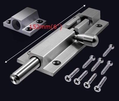 6/12" 304 Stainless Steel Cast Slide door latch barrel bolt: 6 Inches
