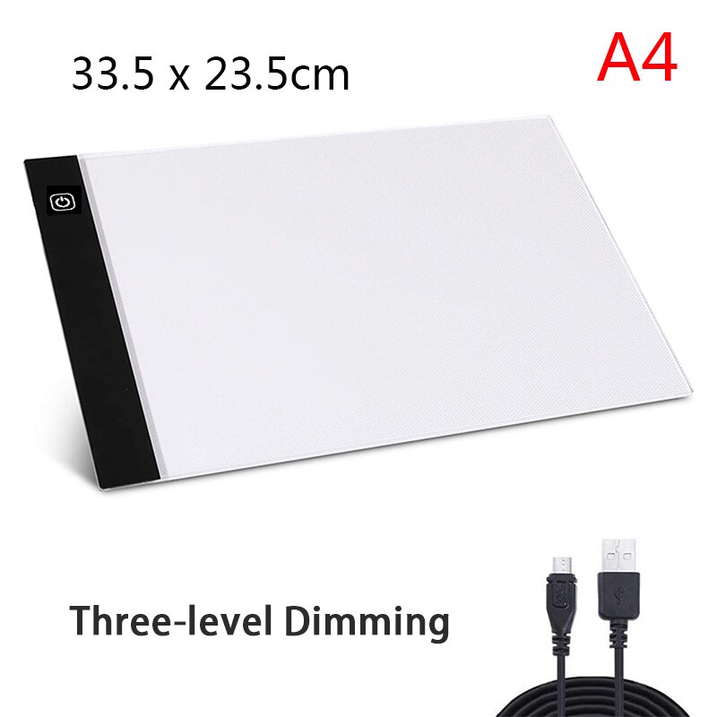 Tekenplank A3 LED, verlichte tablet, kopieerbord, draagbaar, stepless dimmen met USB, voor professionele animatie, productie van comics