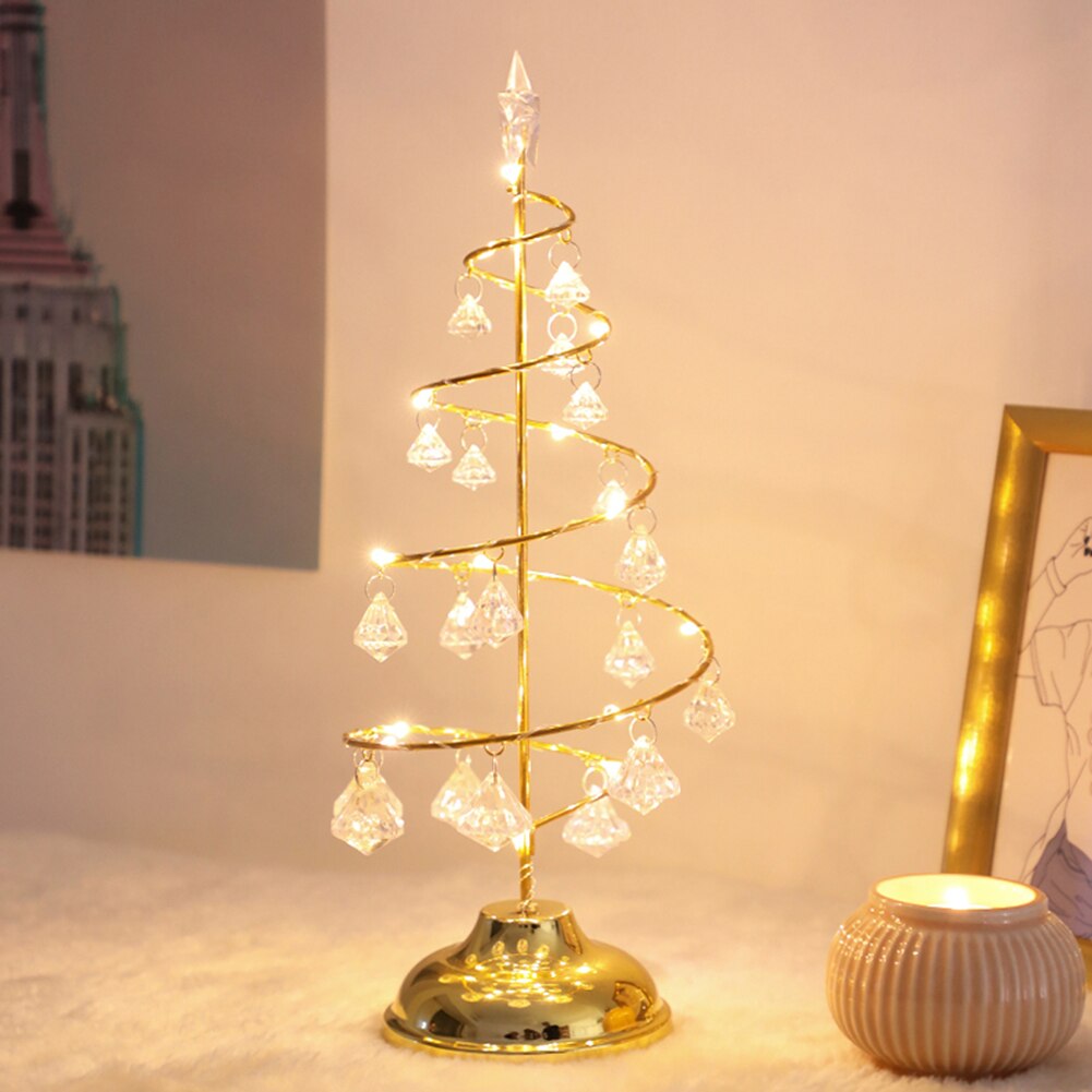 Luz de noche LED de cristal de Color cálido, decoración de árbol de Navidad, lámpara de adorno para dormitorio