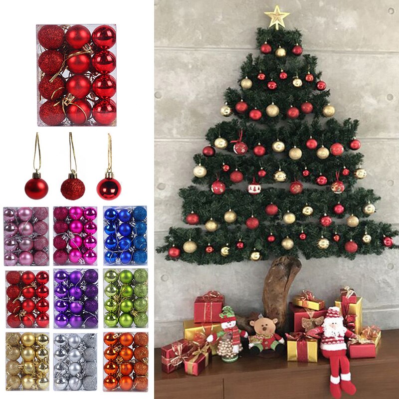 WEIGAO 24pcs Christmas Tree toys Decorations Ball Bauble Xmas Party Hanging Ball Ornaments Decorations for Home Year Navidad