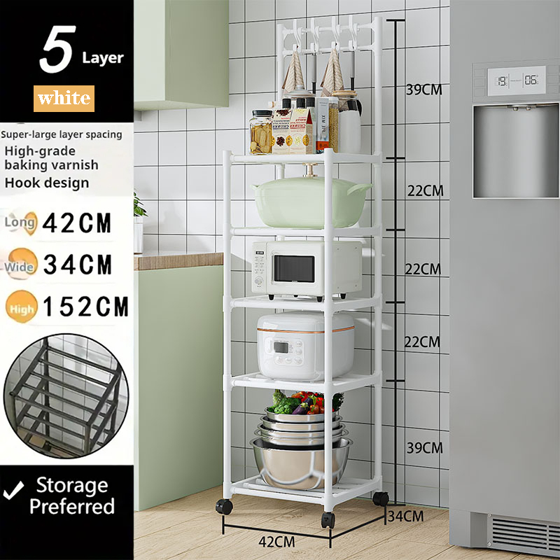 Kitchen Storage Rack Microwave Oven Pot Organizer Rolling Large Capacity Oven Rack Microwave Oven Shelves Standing Storage Shelf: Dark Khaki