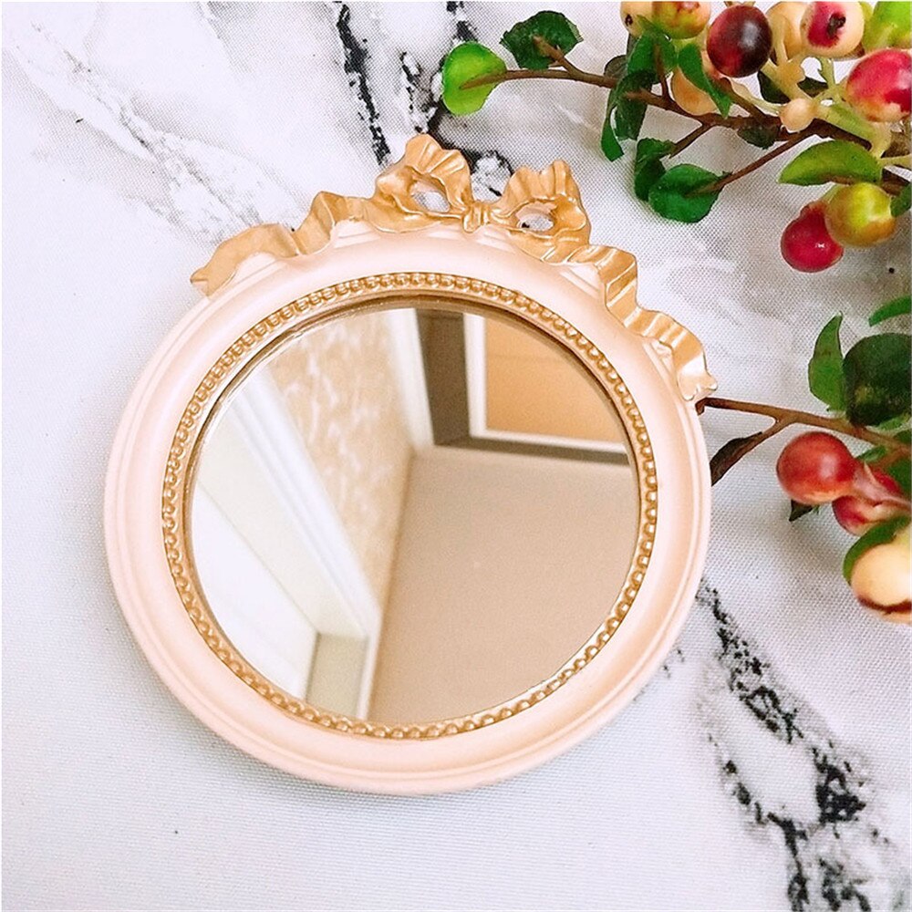 Europæisk vintage mini kagebakker harpiks glas spejl tallerken guld/pink/hvid rolig makeup candy bar dekoration kage værktøj: Lyserød