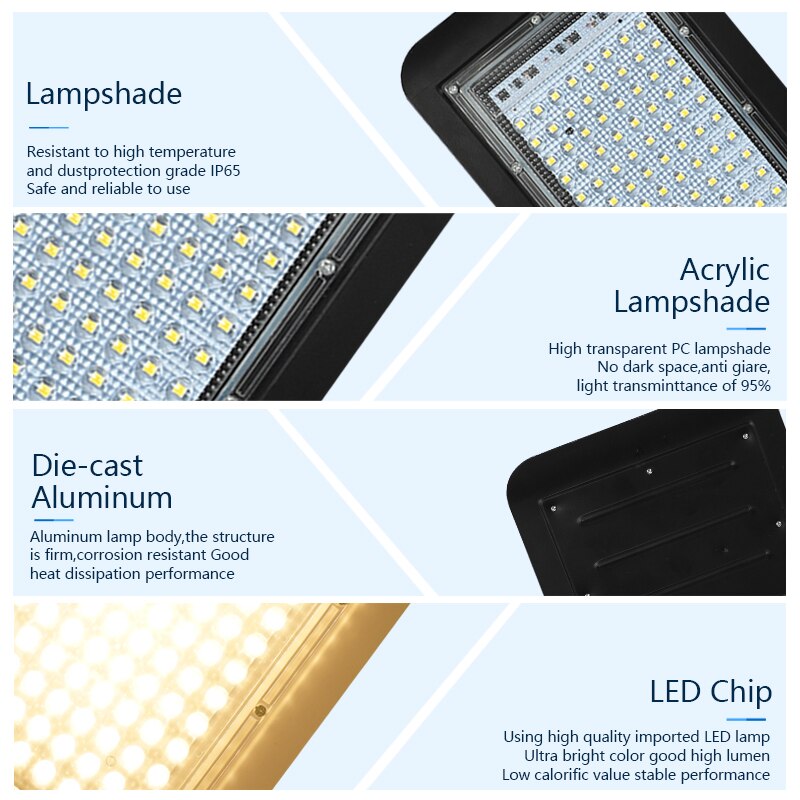 2pcs/lot Led Street Light 110V 220V Waterproof IP65 Area Parking Lot Yard Barn Outdoor Wall 100W Lamp Industrial Square Highway