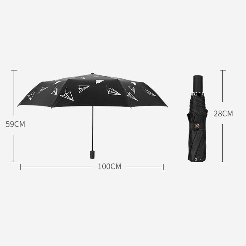 Yada papieren vliegtuig patroon 3- opvouwbare paraplu dames uv regenbestendige paraplu parasol regen zon licht paraplu's  yd200210