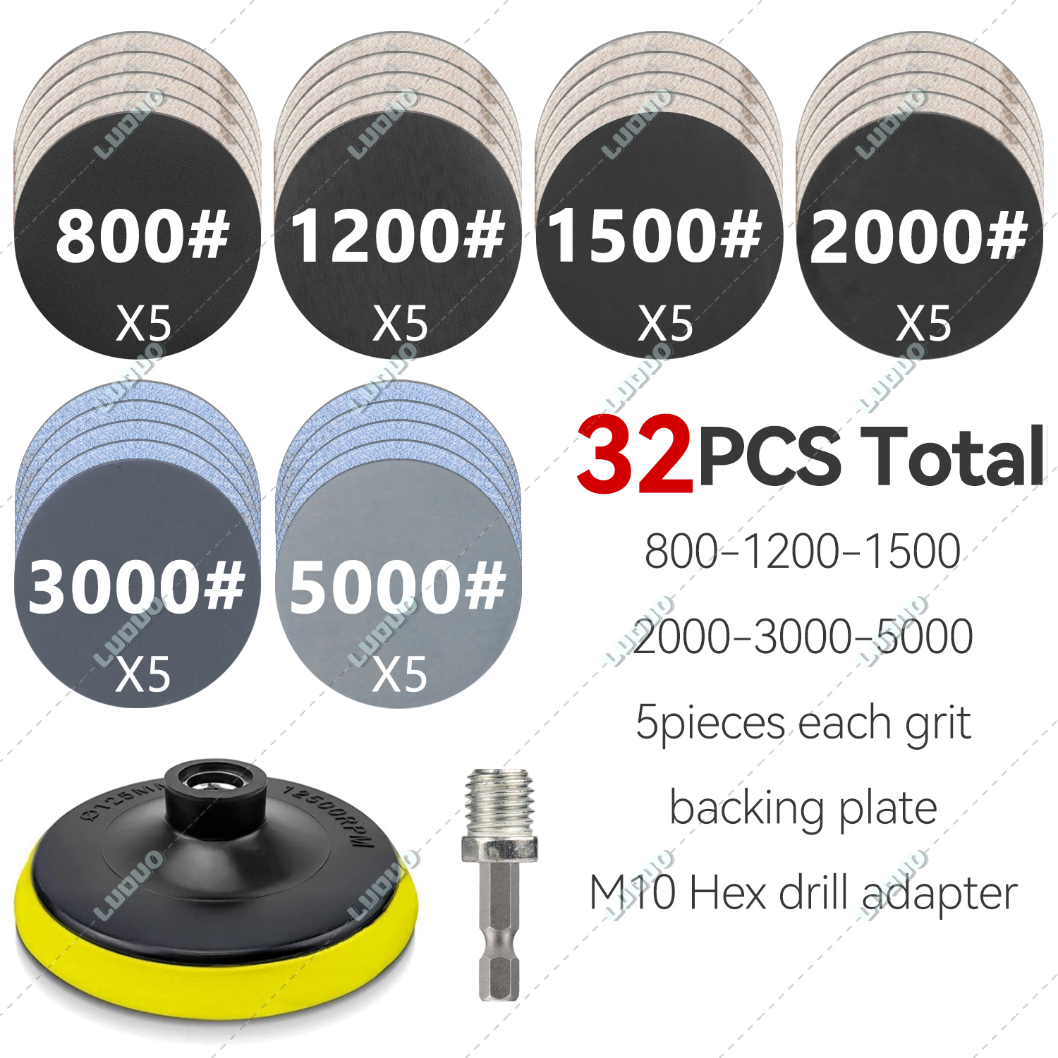 Foglio di levigatura rotondo a umido Carta vetrata per lucidatura a secco per dettagli auto Accessori per smerigliatrice per ripristino fari Carta per dischi abrasivi: Rosso