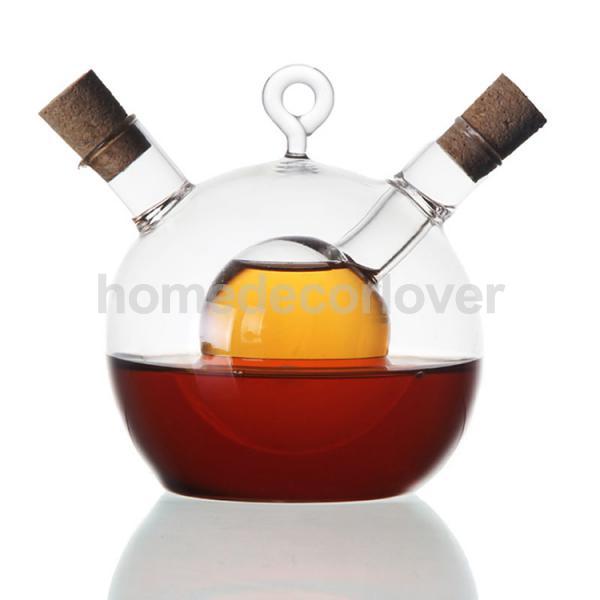 2-Outlet Glass Olive Oil Jar Vinegar Bottle Pot Kitchen Sauce Dispenser: 3