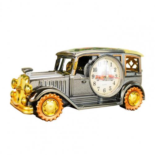 Reloj despertador Retro nostálgico para coche, antiguo de motor, decoración de mesa de escritorio, decoración de mesa de oficina, modelo despertador: Silver Grey