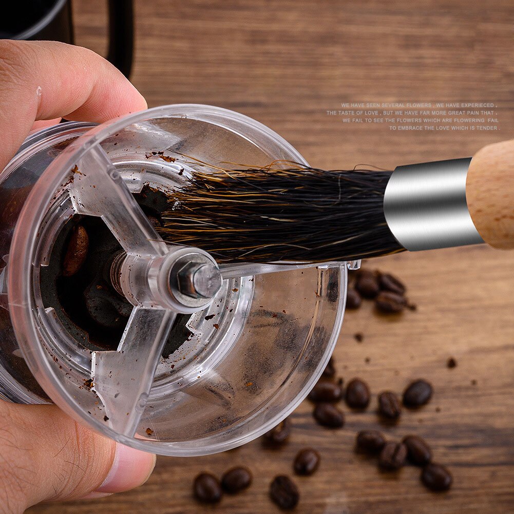 Edelstahl Kaffeemühle Pinsel Reinigung Borsten Buche Lange Griff Gerät Reiniger Werkzeug für Haushalt Küche