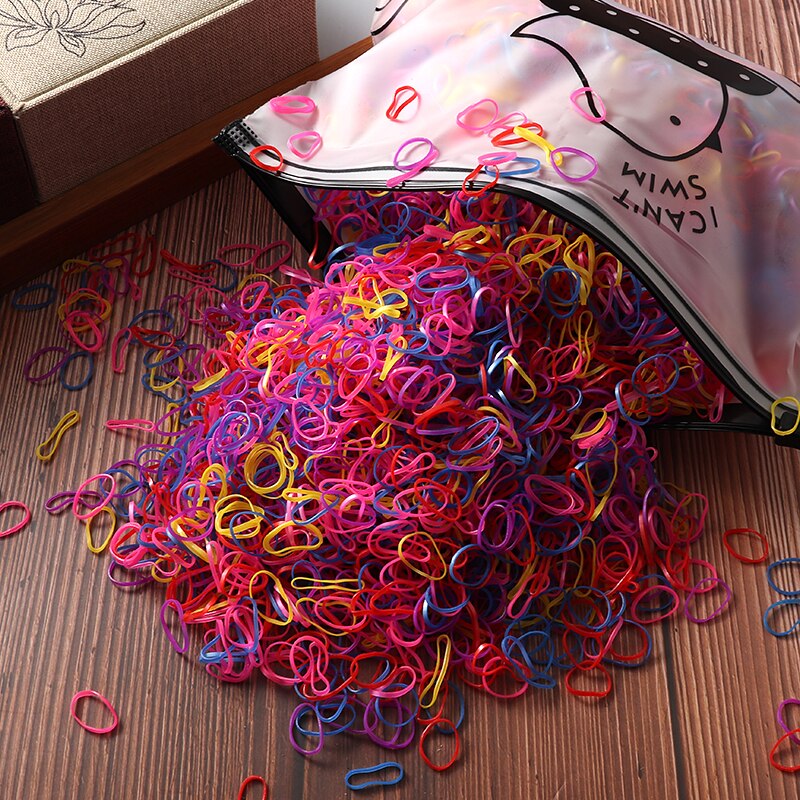 Gomas de pelo elásticas para niña, gomitas de nailon para coletas, diademas para el cabello, accesorios infantiles, 2000 unidades: 2000pcs / Bird bag-8