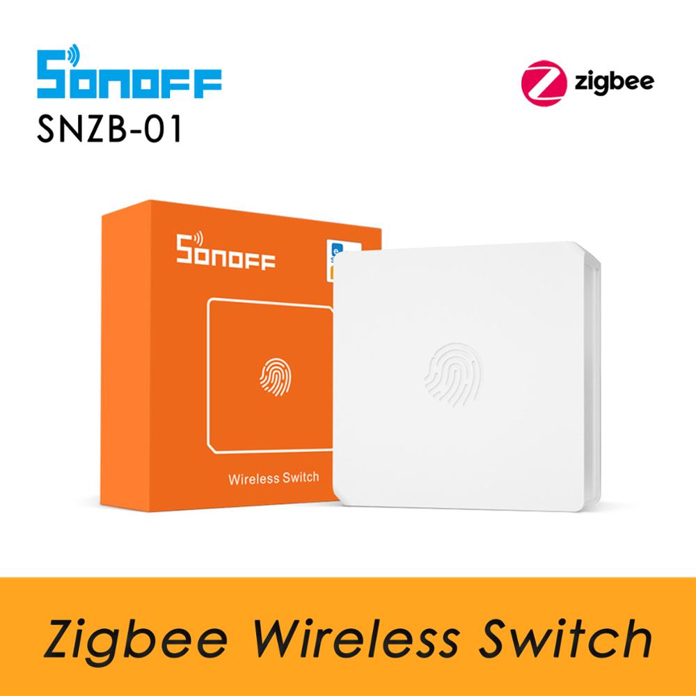 Sonoff snzb 01 zigbee trådløs switch arbejde med sonoff zigbee bridge hub ewelink app, zigbee smart home security kit