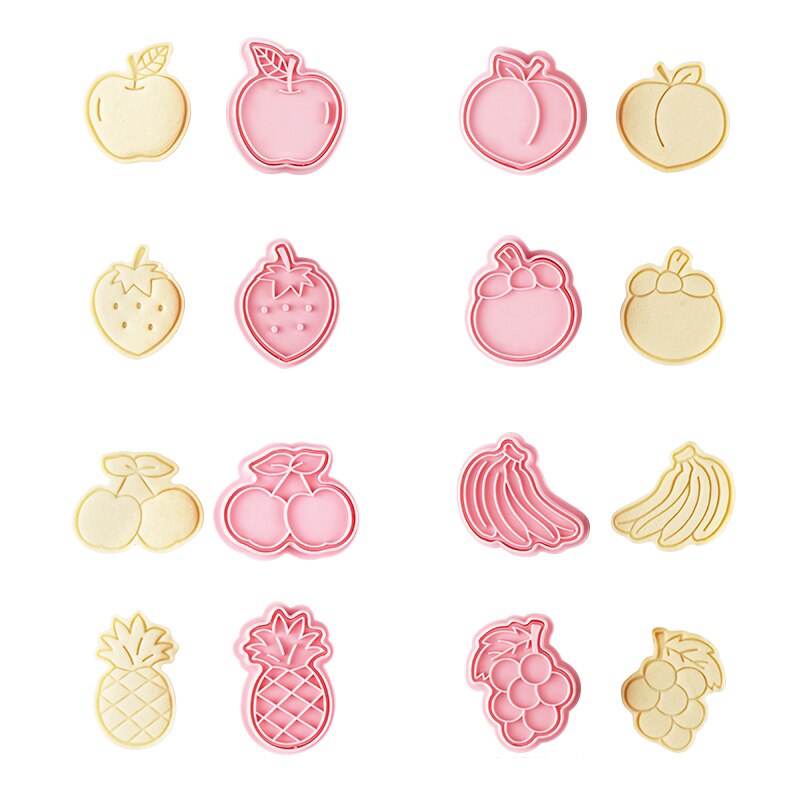 Moule à biscuits en plastique 3D, 6 pièces/ensemble, mignon, coupe-biscuits aux fruits, outils de cuisson, fête, artisanat du sucre, moule de cuisine: Default Title