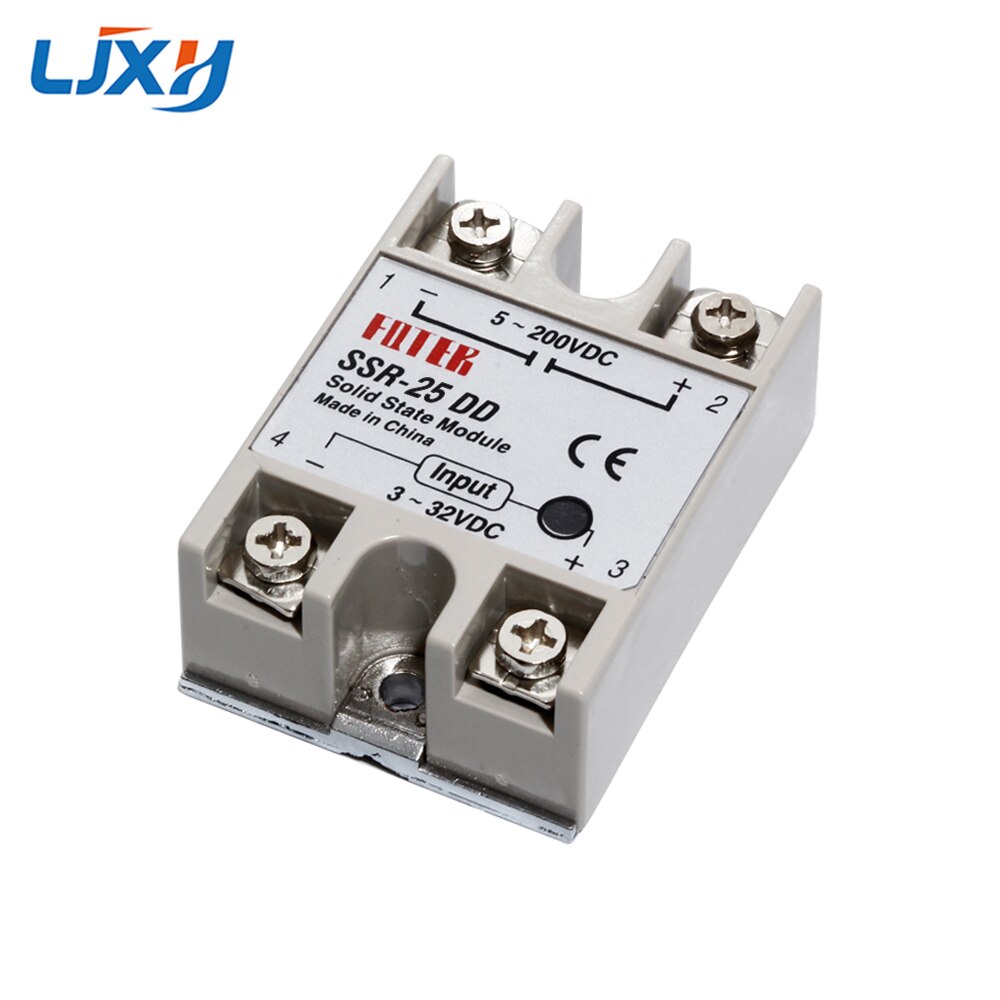 LJXH Plastic Single Phase Solid State Relay Module SSR-10DD 25DD 40DD 75DD 100DD DC Control DC Relais 3~32VDC to 5~200VDC: SSR-DD 25