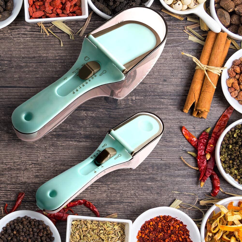 1/2PCS Adjustable Measuring Spoons Kitchen Tool Plastic Scale Measuring Spoons Set