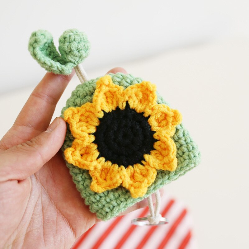 Sweet Flowers Handmade Knitted Key Pack Set for Wool Key Protection Set