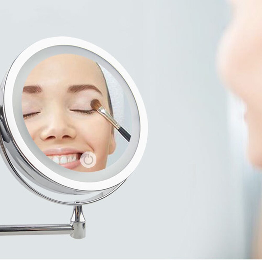 LED Dubbelzijdig Make-Up Spiegel Muurbevestiging 10x Vergroting Swivel Extension Spiegel @ LS