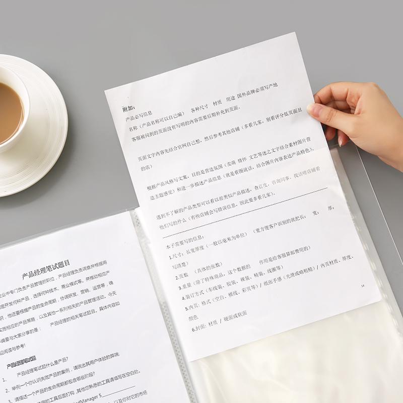 10/20/30 Pages Transparent Display Book Paper Clip A4 Interstitial File Folder Learning Office Document Bag Storage Box File