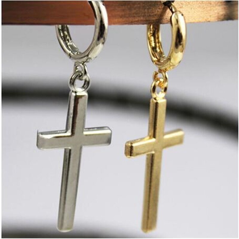 Cross Clip Earrings Metal Gold Smooth Surface Earrings for Women's Women's Wedding Jewelry