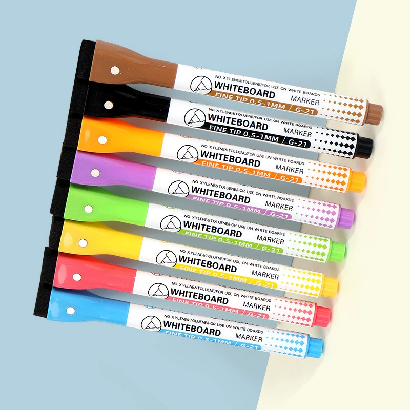 8 kleuren 0,5 mm magnetische droog uitwisbare markers whiteboard markeerstift kantoor school wit bord briefpapier extra fijne punt gekleurde pennen: Default Title
