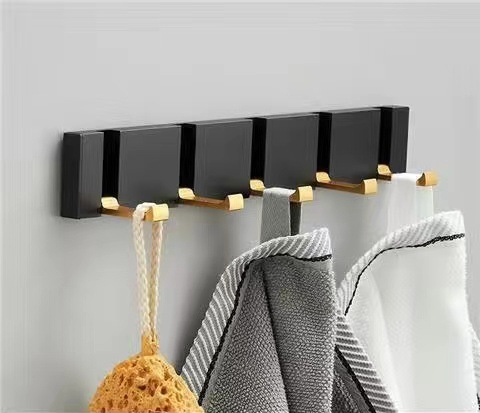 Zwart Gouden Robe Haken Vouwen Handdoek Hanger Installatie Muur Haken Coat Kleding Houder Voor Badkamer Keuken Slaapkamer Hal