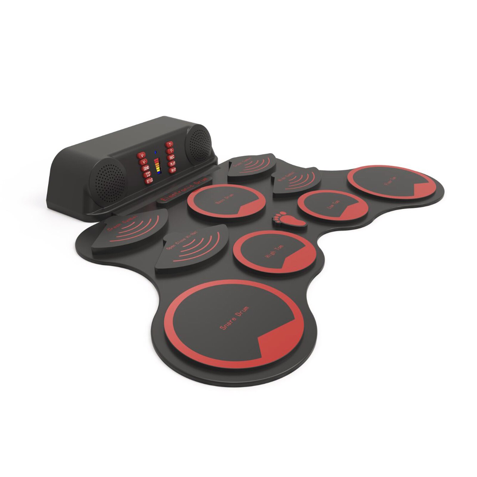 Compact Size Roll-Up Silicon Drum Set Digital Electronic Drum Kit with Drumsticks Foot Pedals 9 Drum Pads for Beginners