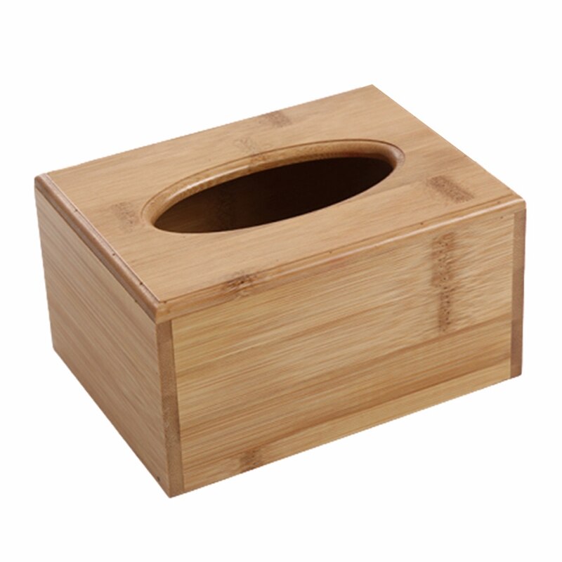 Wooden Tissue Box Holder Cover Rectangular Square Wipes Dispenser Paper Bamboo: M