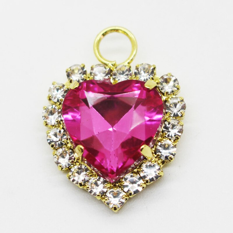 10 sztuk/partia koreański biżuteria akcesoria brzoskwinia serce pazur wiertła ściany pojedyncze wiszące rhinestone wisiorek: 15