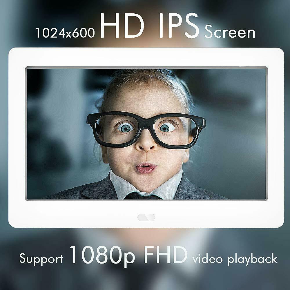 IPS HD 7 Inch Digital Photo Frame Full HD IPS Display 180Â° View Angle Electronic with remote control: white / AU Plug