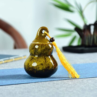 Kitchenace keramik kinesisk teholder bærbar tedåsebeholder teopbevaringsgadgets og værktøj pæreformet tebladsopbevaringsgadget: L / Gul