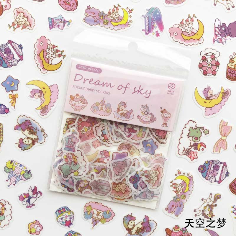 100 X Kawaii Girls Decorative Stickers Cartoon Animal Scrapbooking Stickers For Journal Planner Diy Crafts Scrapbooking Diary: 5