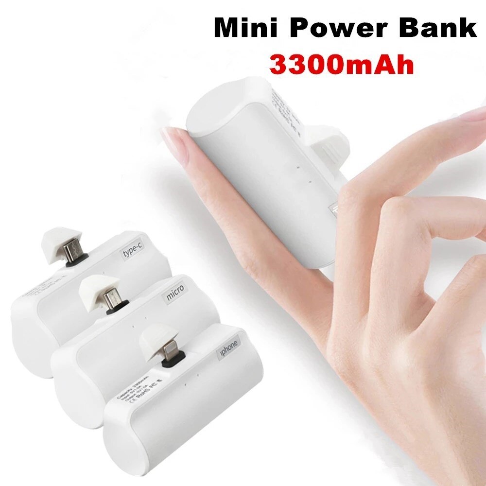 Mini banco de energía inalámbrico, cargador portátil de 3300mAh, batería externa para iPhone, Xiaomi, Huawei, Samsung, OPPO, USB C