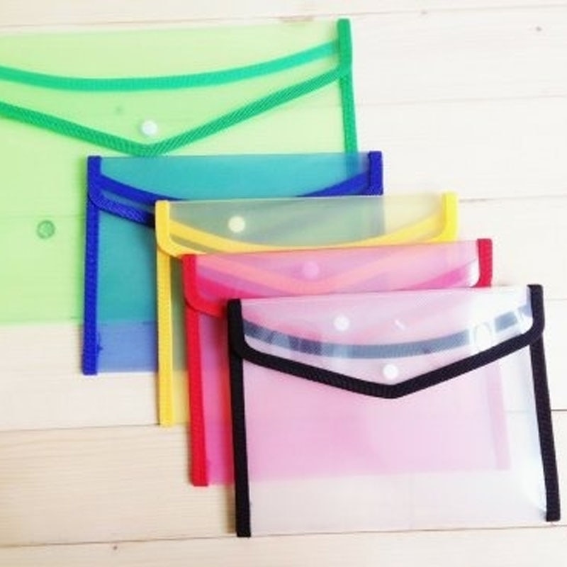 4pcs/Set Transparent Colorful Plastic A5 Capacity Document Document Card Holder Receive Bag Concise Filing Paper Storage Office